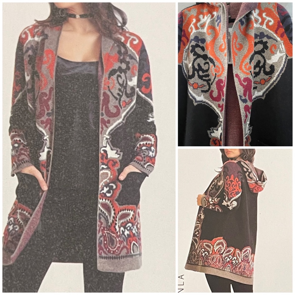 Maxsport Paisley Duster Cardigan Hoodie Size L. NWT - Picture 2 of 16